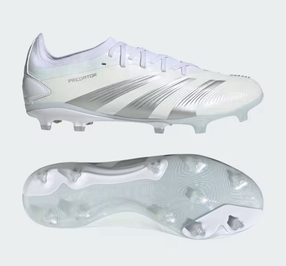 (MENS 10) Adidas Predator 24 Pro FG 'Pearlized Pack' Triple White Silver IG7778